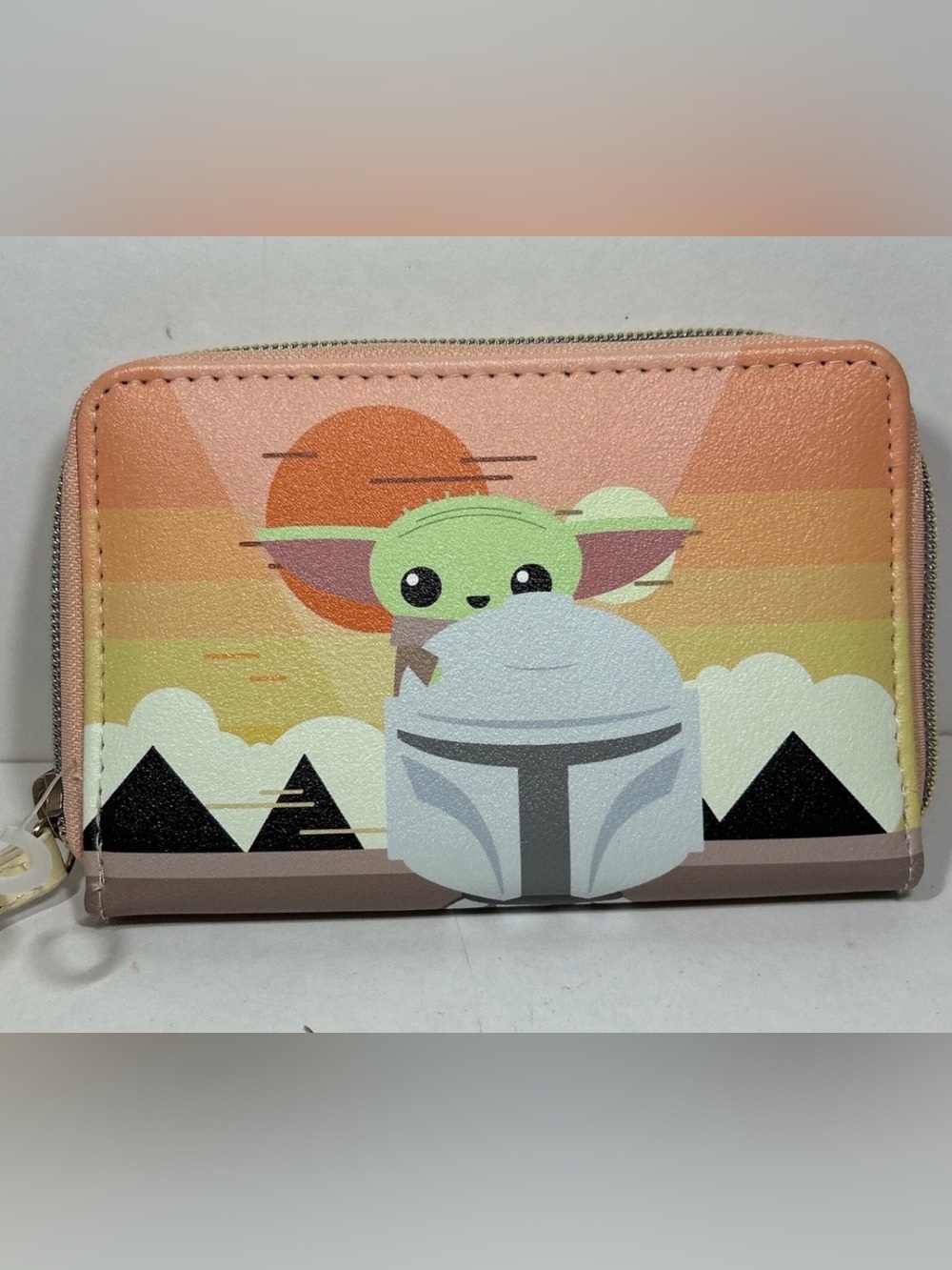 Baby Yoda & Helmet Pink Zip-Around Wallet